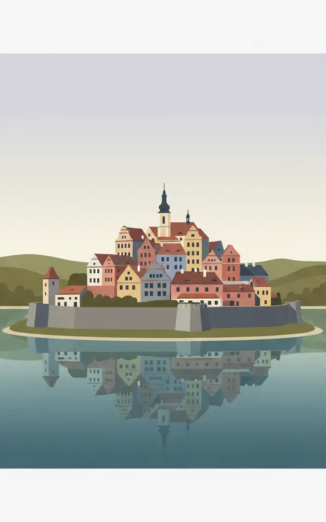 Historic Centre of Telč — illustrated travel poster