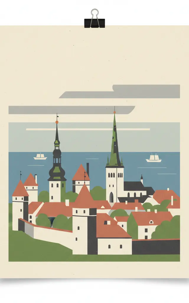 Historic Centre (Old Town) of Tallinn — illustrated travel poster