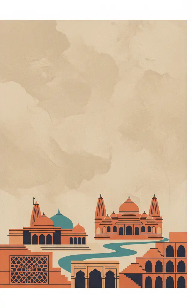 Historic City of Ahmadabad — illustrated travel poster