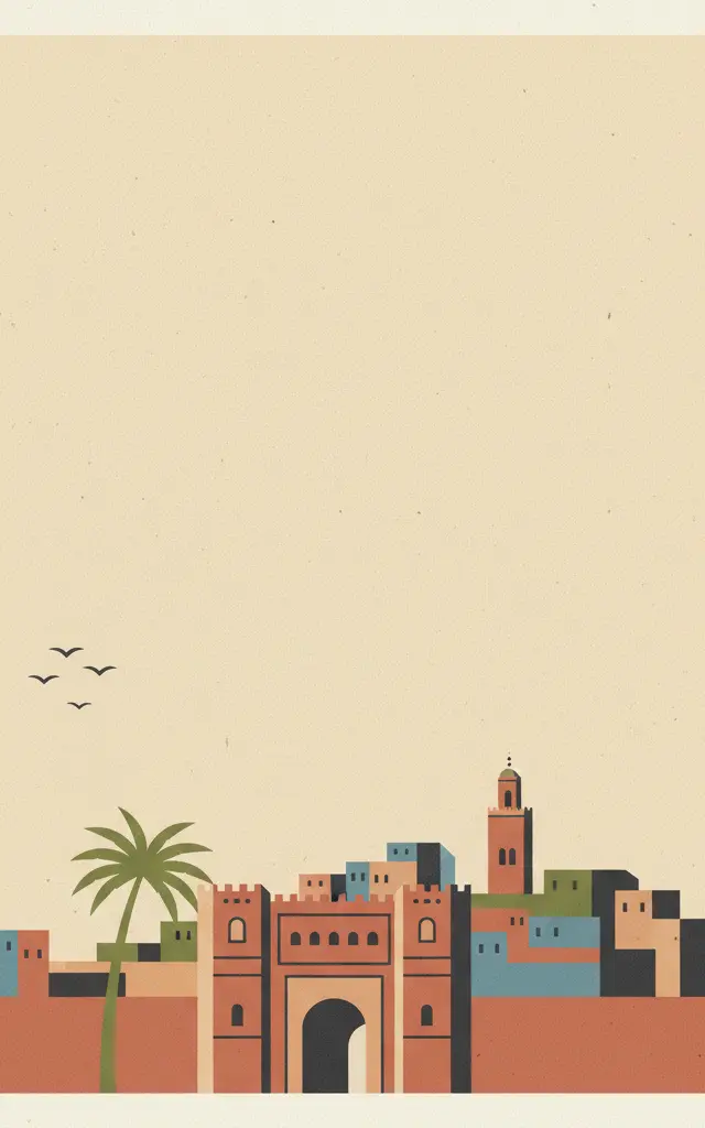 Historic City of Meknes — illustrated travel poster