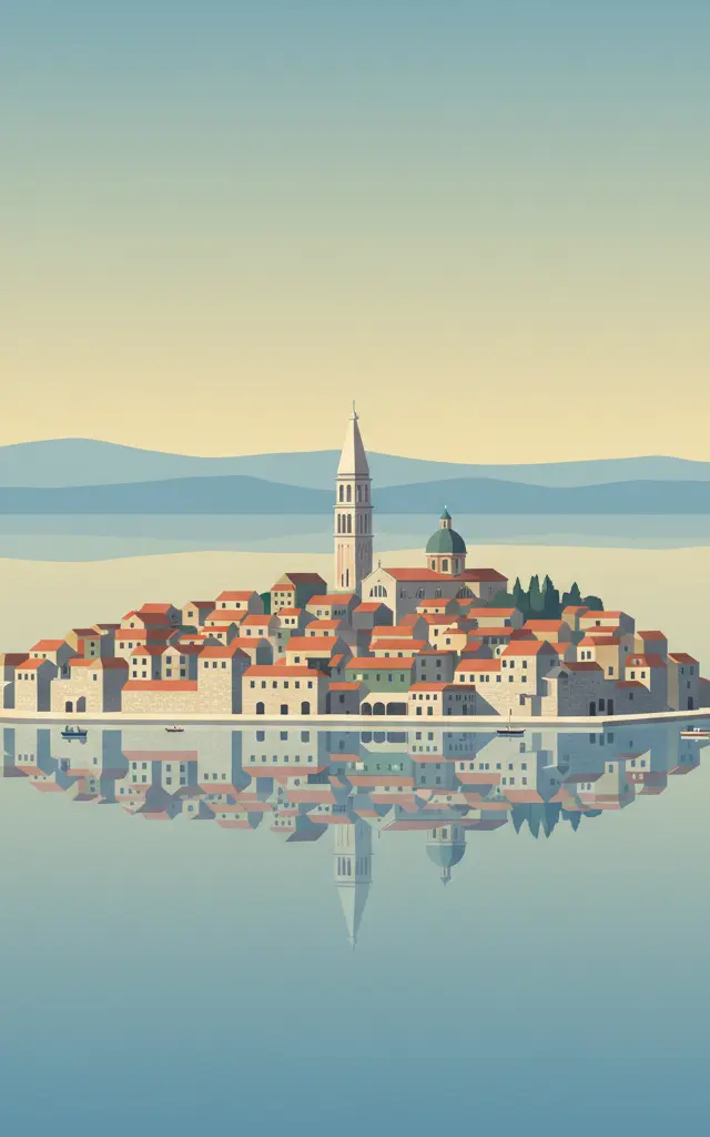 Historic City of Trogir — illustrated travel poster