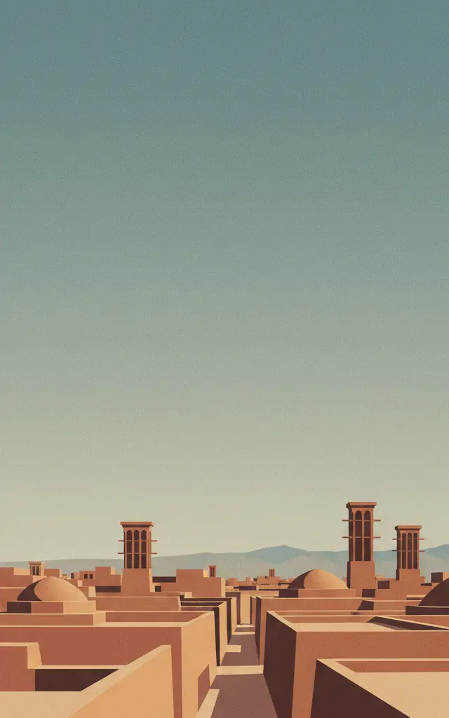 Historic City of Yazd — illustrated travel poster