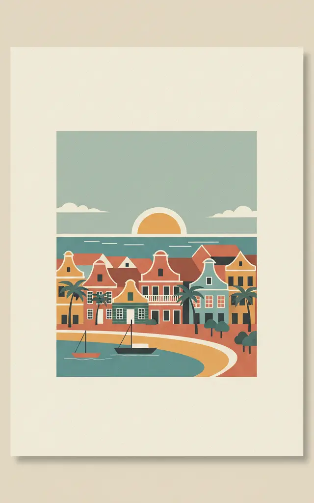 Historic Inner City of Paramaribo — illustrated travel poster