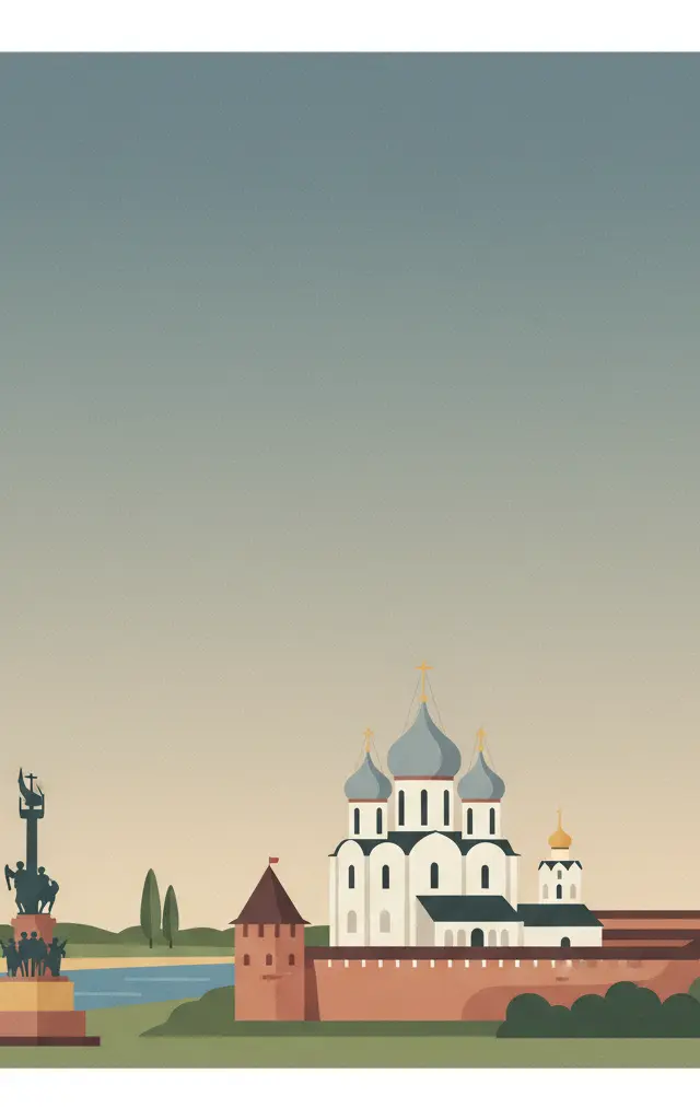 Historic Monuments of Novgorod and Surroundings — illustrated travel poster