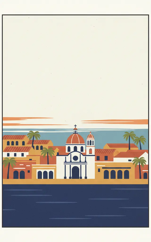 Historic Monuments Zone of Tlacotalpan — illustrated travel poster