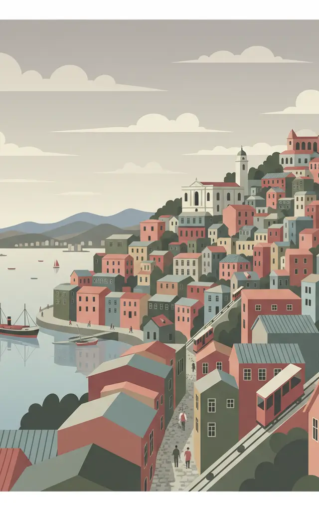 Historic Quarter of the Seaport City of Valparaíso — illustrated travel poster