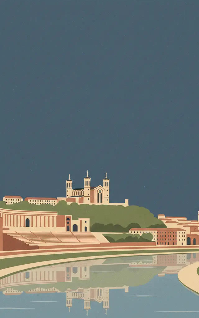 Historic Site of Lyon — illustrated travel poster