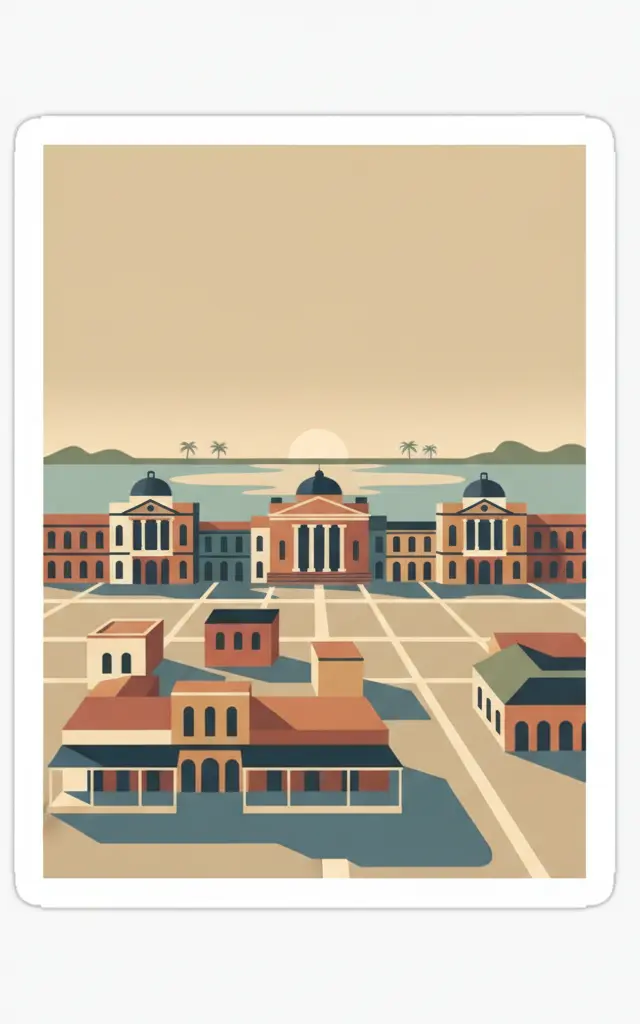 Historic Town of Grand-Bassam — illustrated travel poster