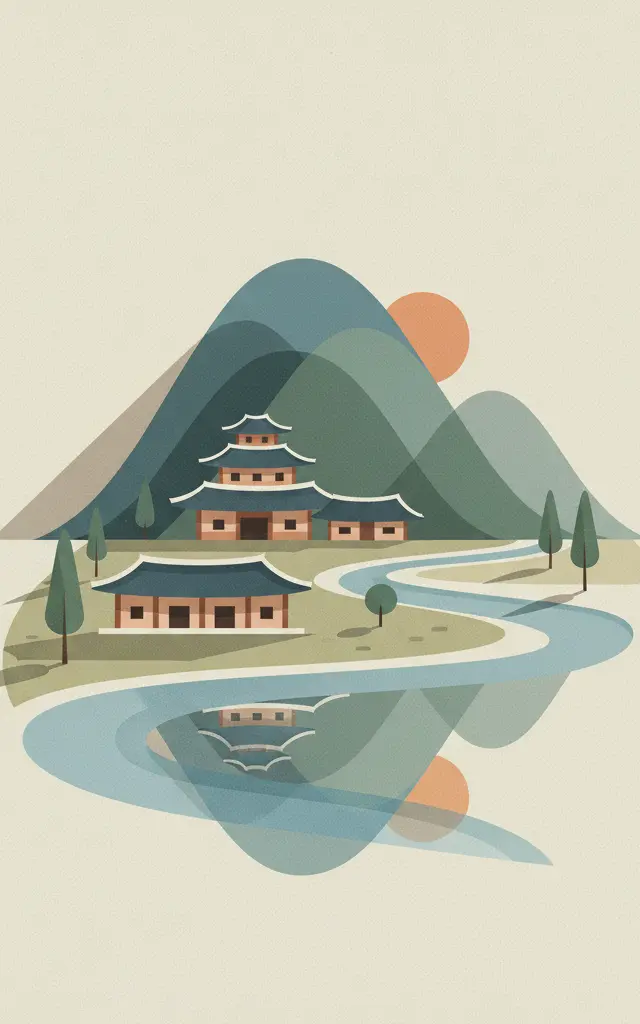 Historic Villages of Korea: Hahoe and Yangdong — illustrated travel poster