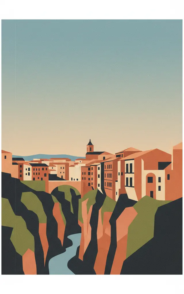 Historic Walled Town of Cuenca — illustrated travel poster