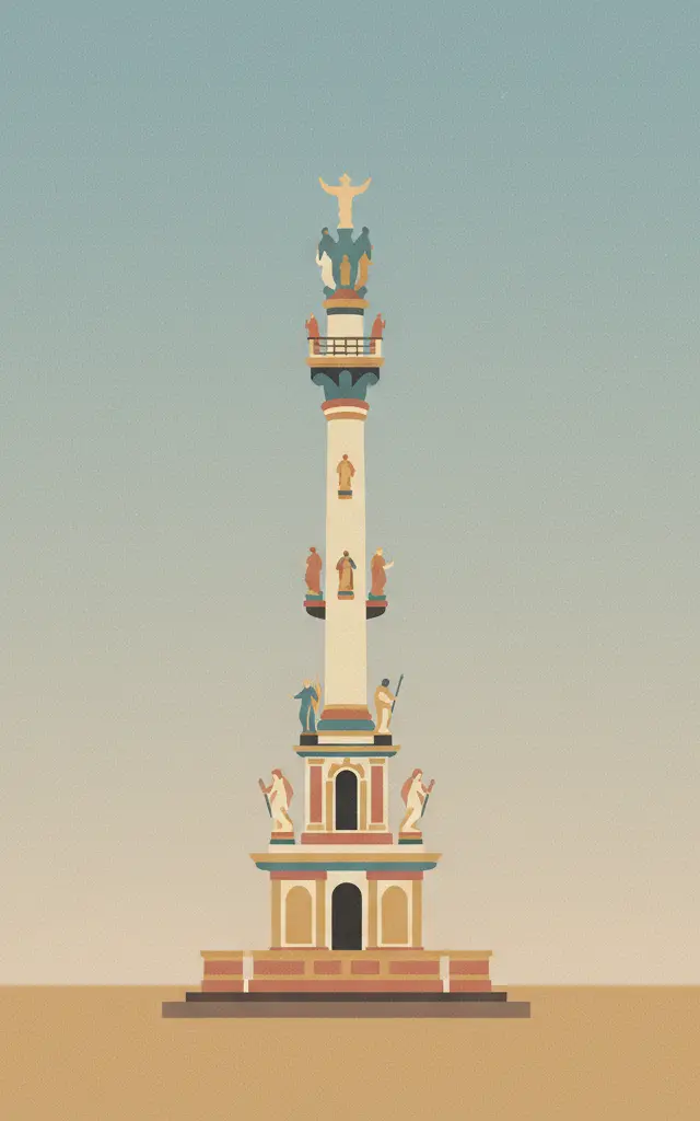Holy Trinity Column in Olomouc — illustrated travel poster