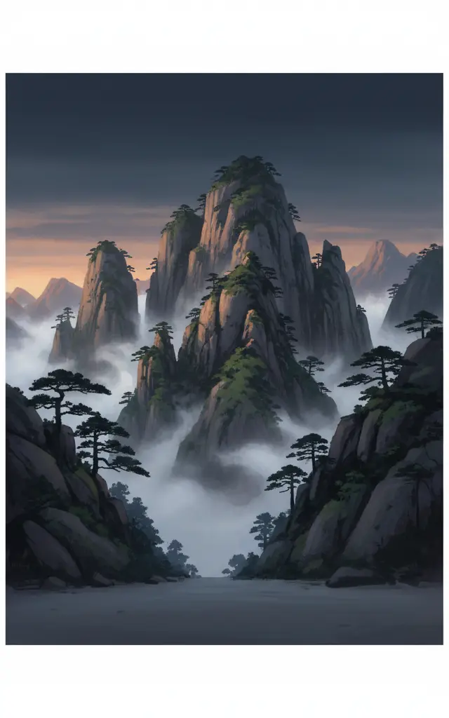 Mount Huangshan — illustrated travel poster