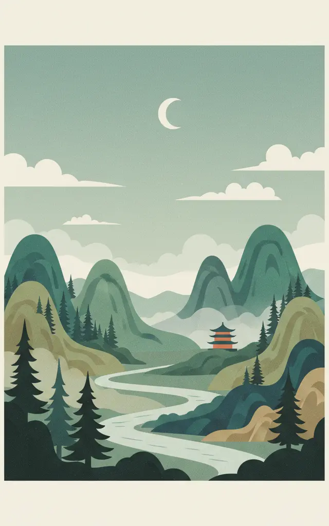 Hubei Shennongjia — illustrated travel poster