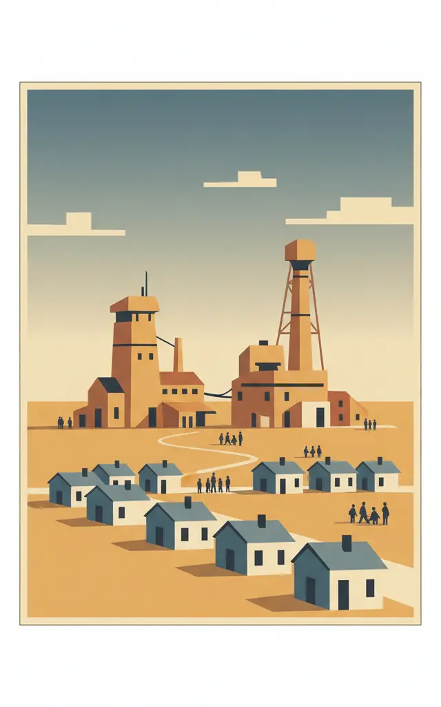 Humberstone and Santa Laura Saltpeter Works — illustrated travel poster