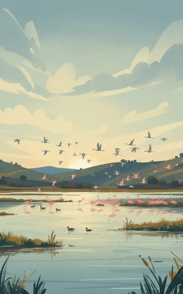 Ichkeul National Park — illustrated travel poster