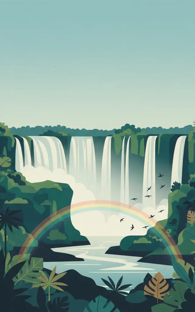 Iguazú Falls — illustrated travel poster