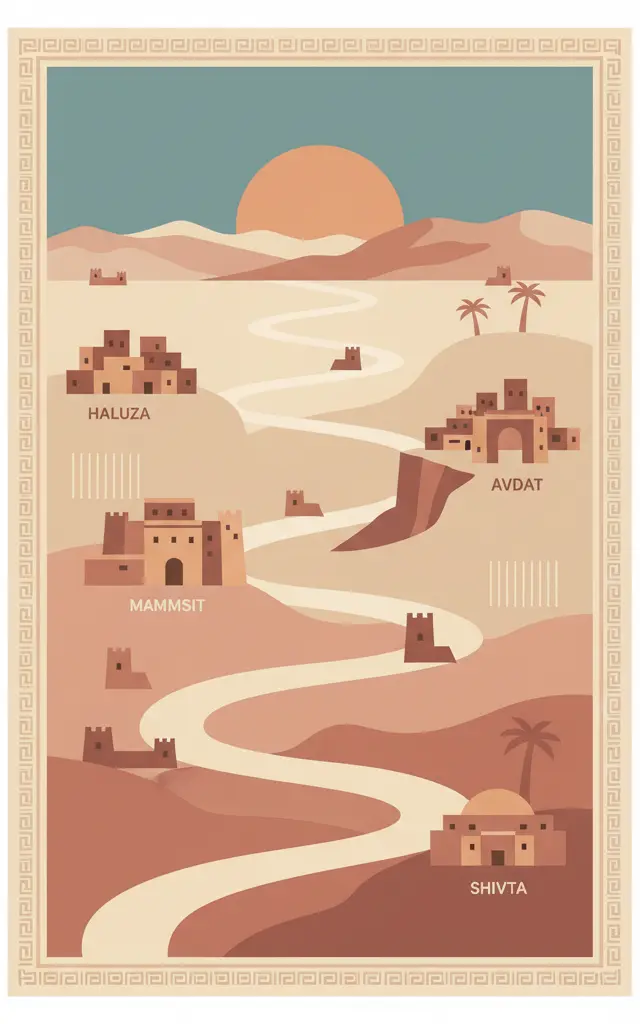 Incense Route - Desert Cities in the Negev — illustrated travel poster
