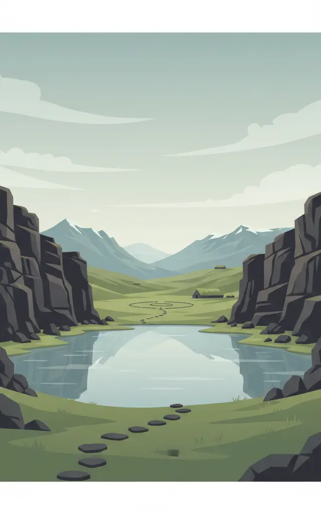 Þingvellir National Park — illustrated travel poster