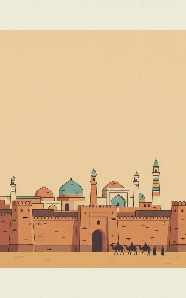 Itchan Kala — illustrated travel poster