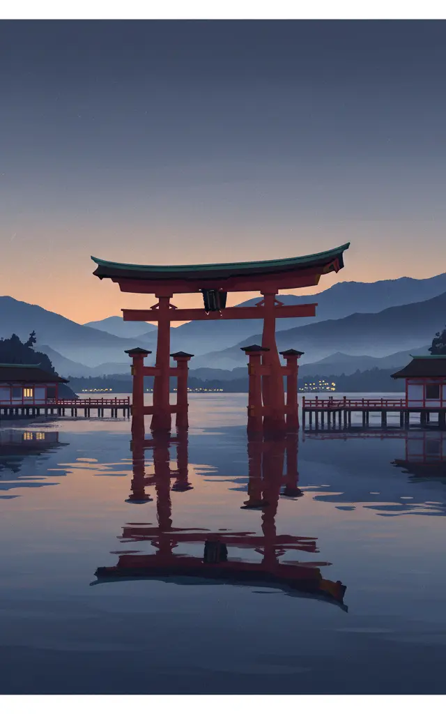 Itsukushima Shinto Shrine — illustrated travel poster