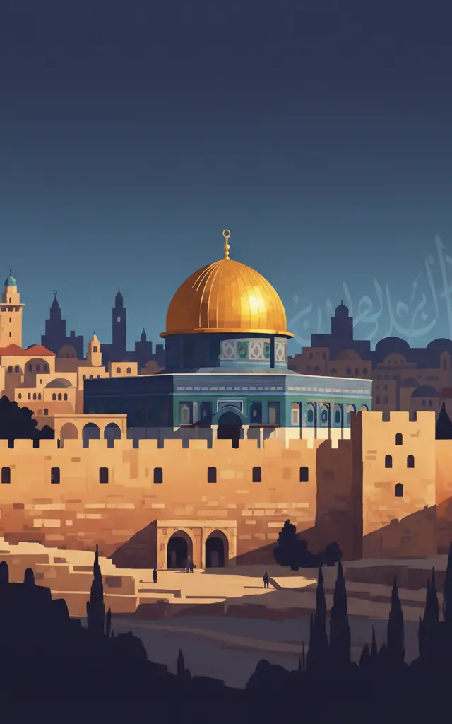 Old City of Jerusalem and its Walls — illustrated travel poster