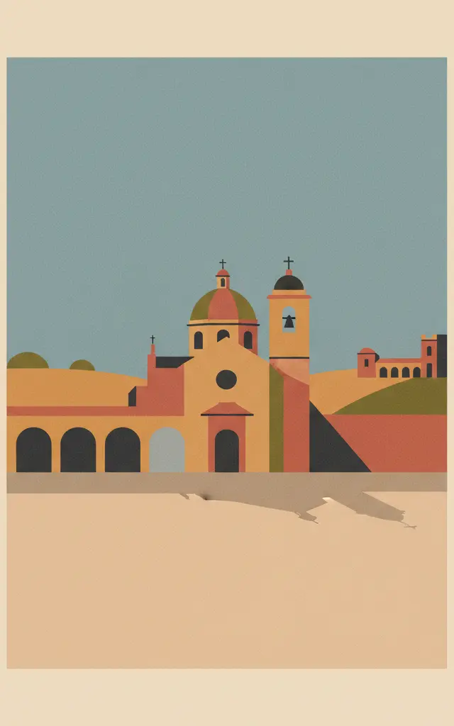Jesuit Block and Estancias of Córdoba — illustrated travel poster