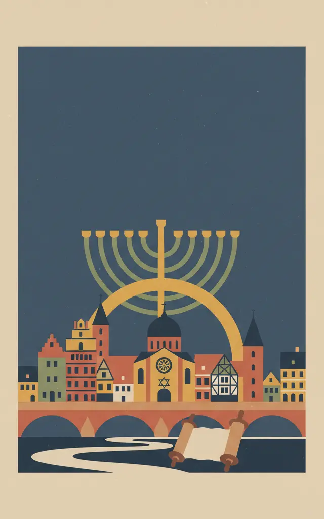 Jewish-Medieval Heritage of Erfurt — illustrated travel poster