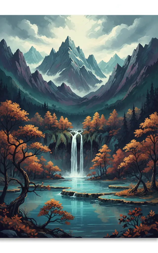 Jiuzhaigou Valley Scenic and Historic Interest Area — illustrated travel poster