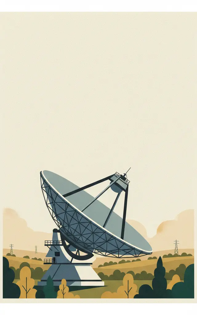Jodrell Bank Observatory — illustrated travel poster