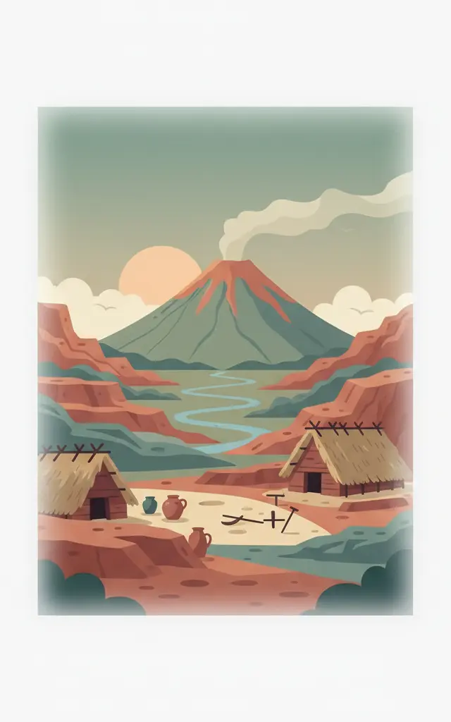 Joya de Cerén Archaeological Site — illustrated travel poster