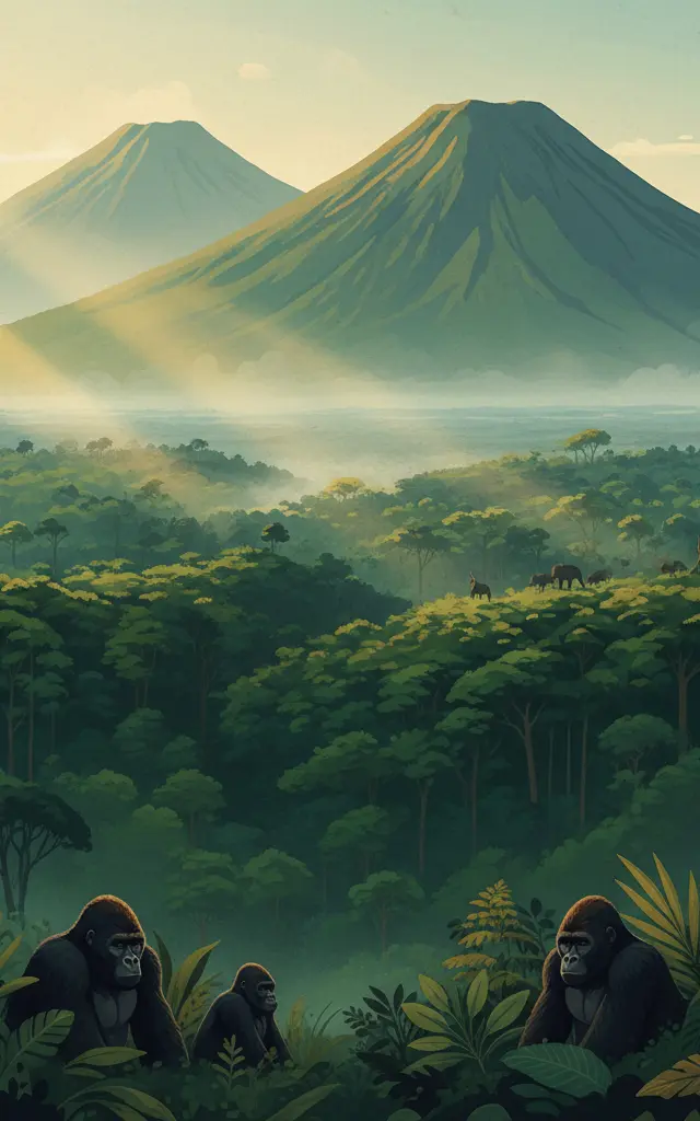 Kahuzi-Biega National Park — illustrated travel poster