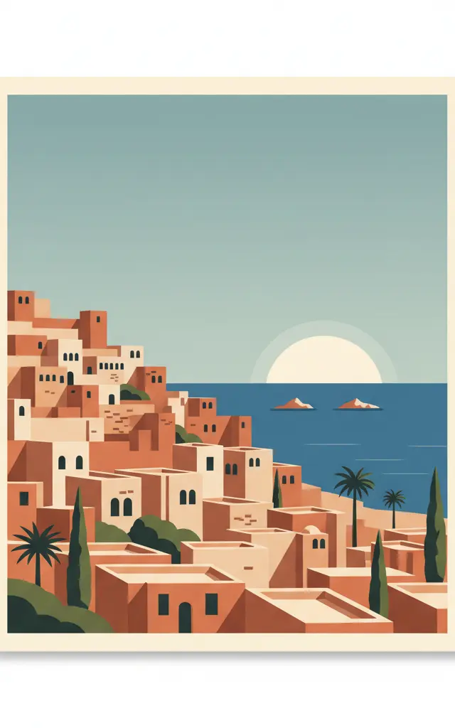 Kasbah of Algiers — illustrated travel poster