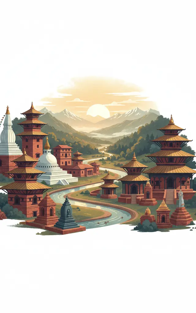 Kathmandu Valley — illustrated travel poster