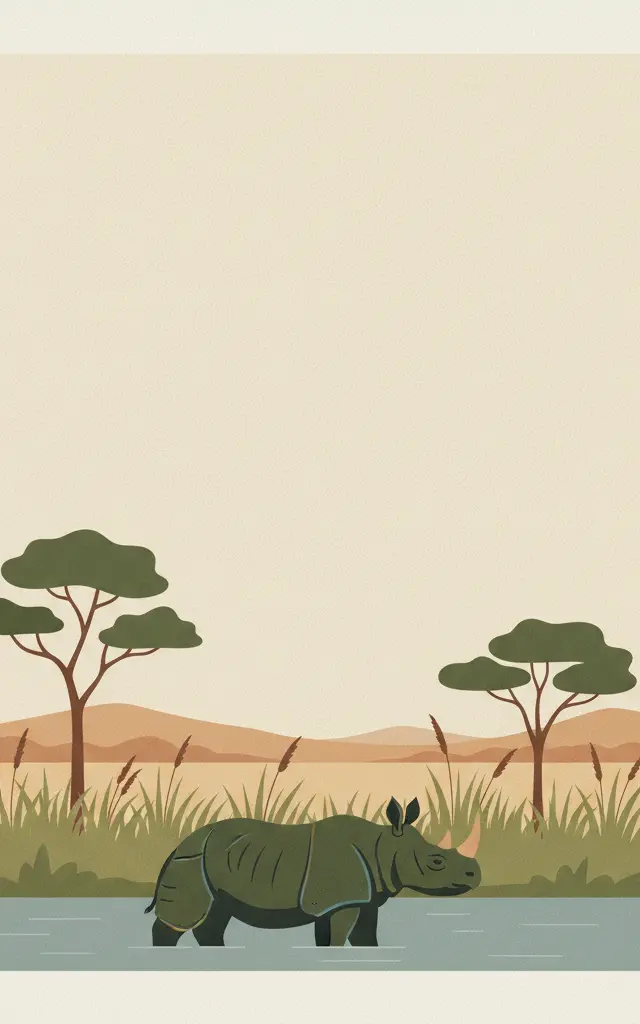 Kaziranga National Park — illustrated travel poster