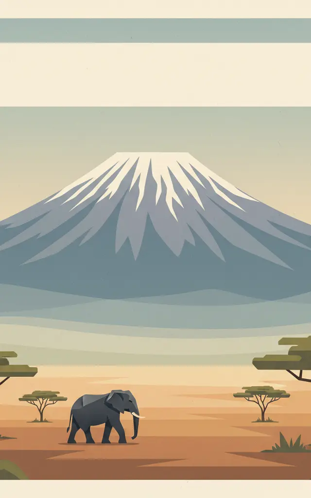 Mount Kilimanjaro — illustrated travel poster