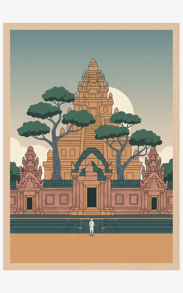 Koh Ker: Archaeological Site of Ancient Lingapura or Chok Gargyar — illustrated travel poster