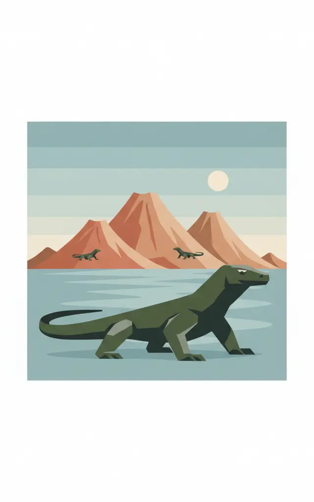 Komodo National Park — illustrated travel poster