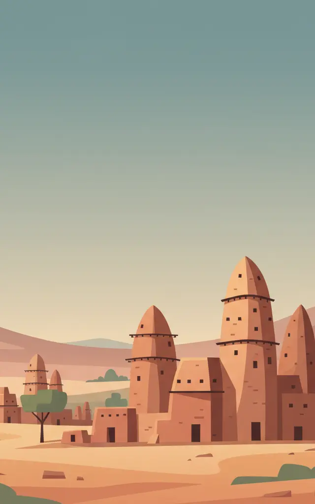 Koutammakou, the Land of the Batammariba — illustrated travel poster