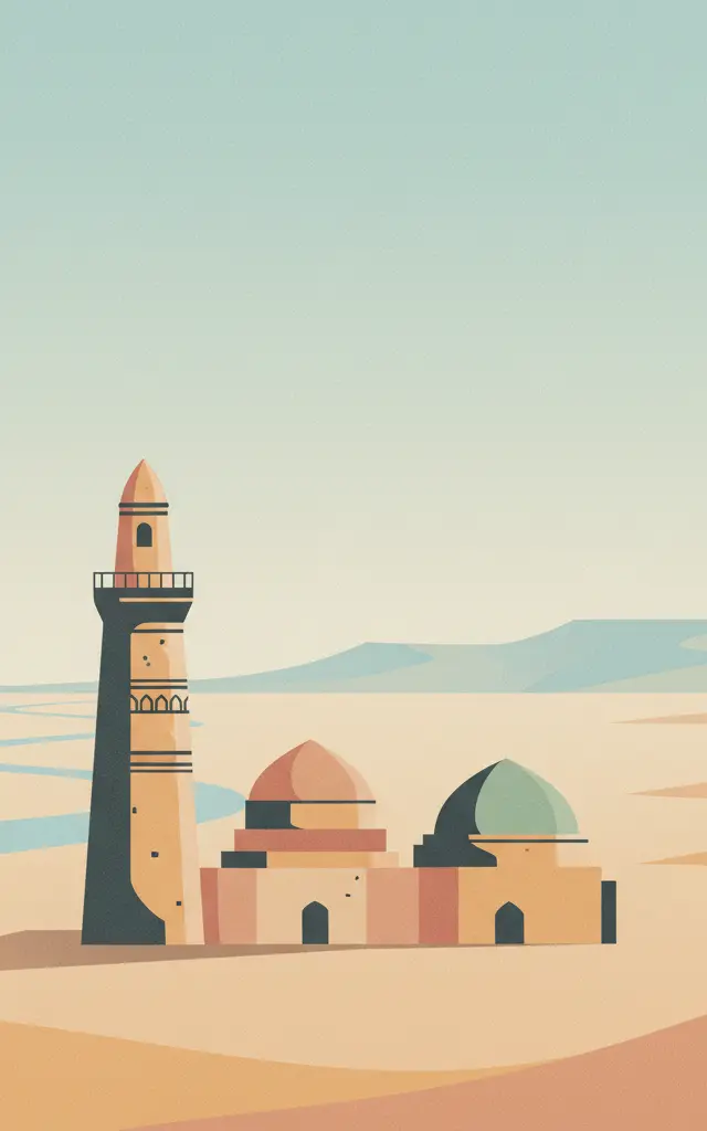 Kunya-Urgench — illustrated travel poster
