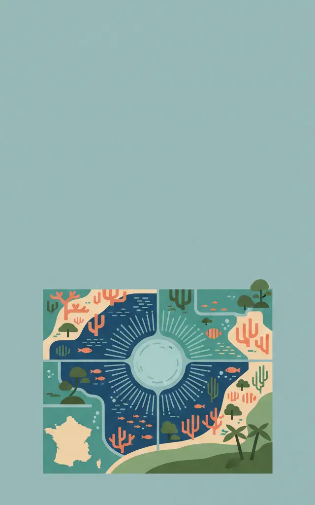 Lagoons of New Caledonia: Reef Diversity and Associated Ecosystems — illustrated travel poster