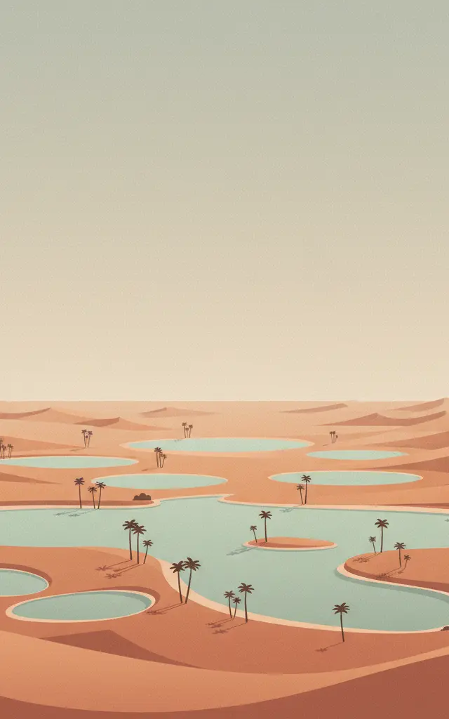 Lakes of Ounianga — illustrated travel poster