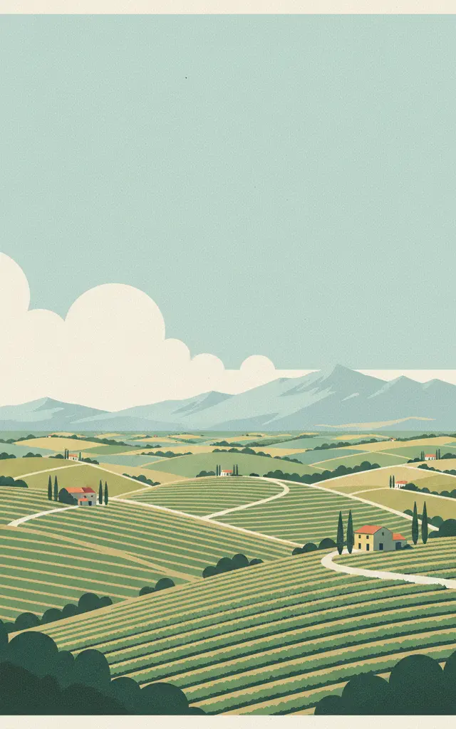 Le Colline del Prosecco di Conegliano e Valdobbiadene — illustrated travel poster