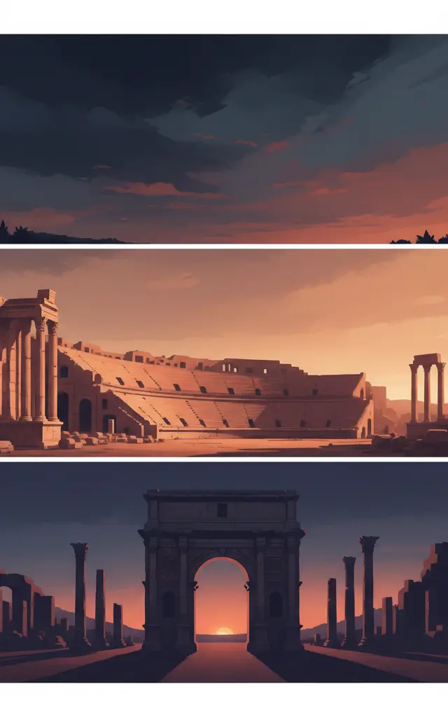 Archaeological Site of Leptis Magna — illustrated travel poster