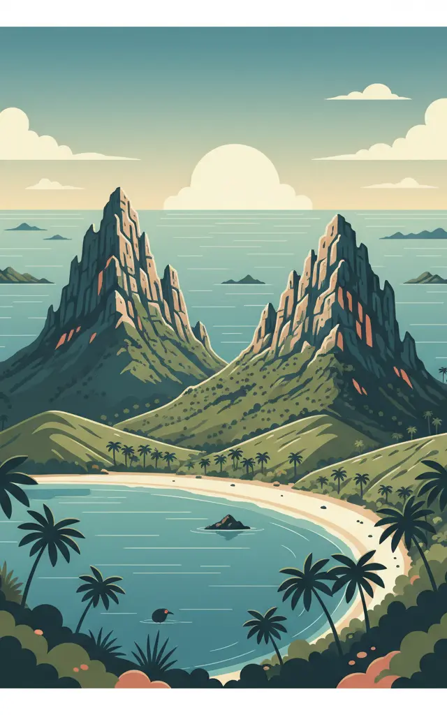 Lord Howe Island Group — illustrated travel poster