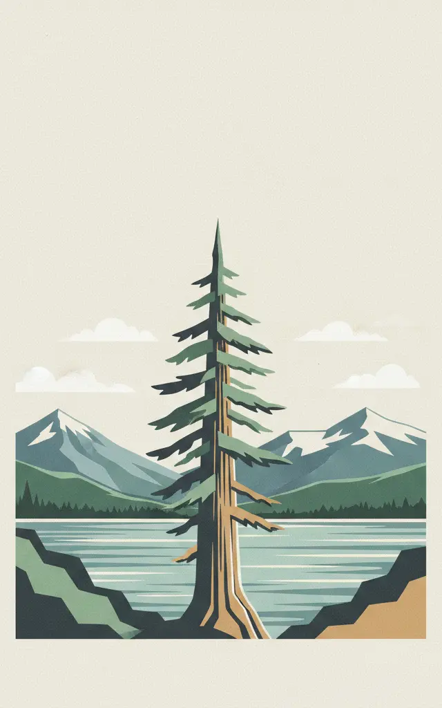Los Alerces National Park — illustrated travel poster