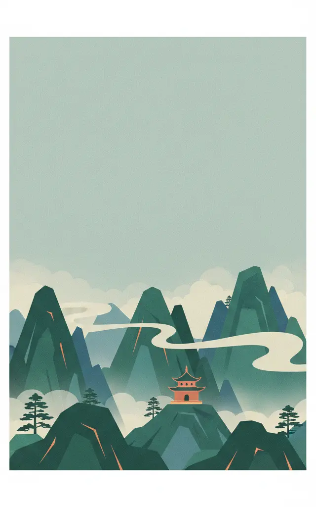 Lushan National Park — illustrated travel poster