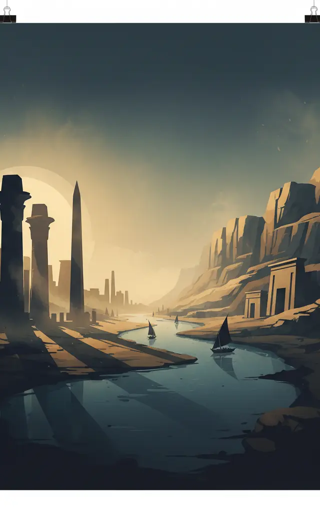 Ancient Thebes with its Necropolis — illustrated travel poster