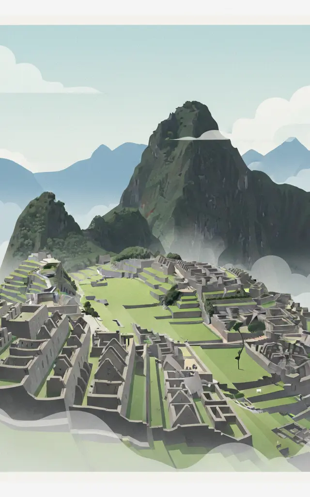 Machu Picchu — illustrated travel poster