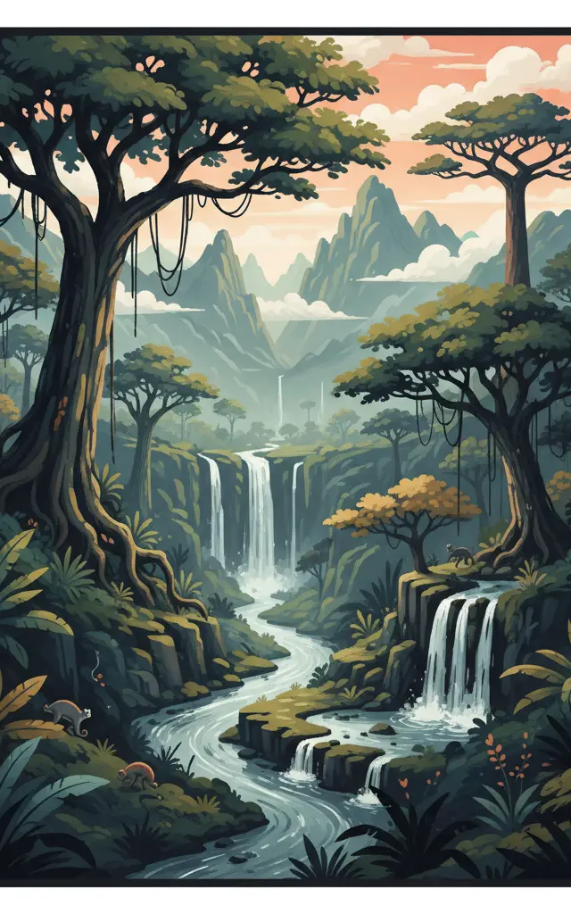 Rainforests of the Atsinanana — illustrated travel poster
