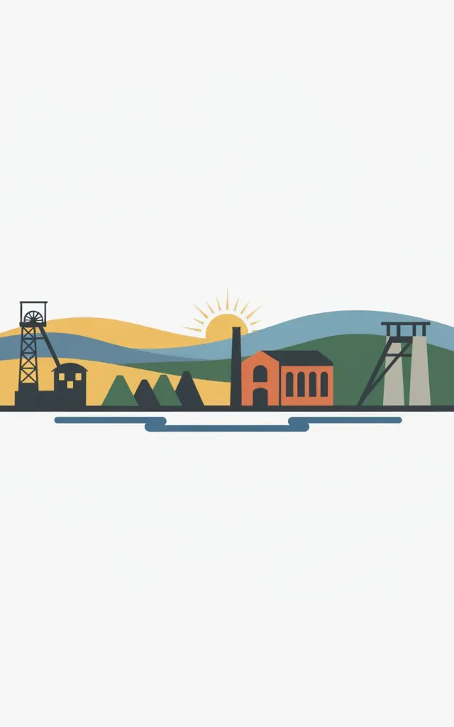 Major Mining Sites of Wallonia — illustrated travel poster